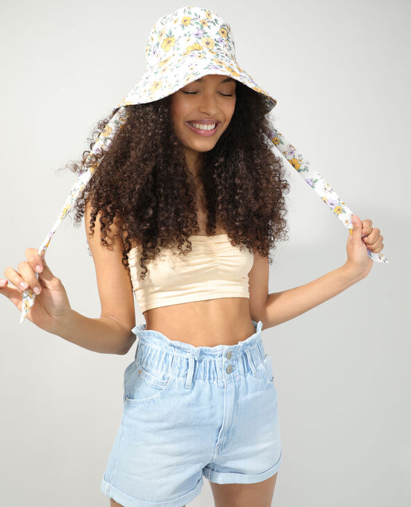 Bob à fleurs blanc - Pimkie