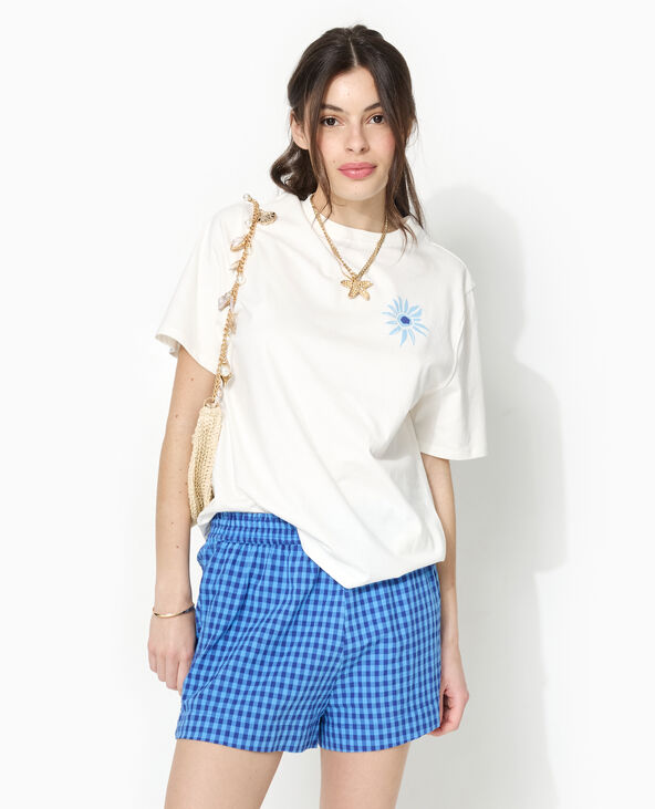 Short taille élastiquée motif vichy bleu - Pimkie