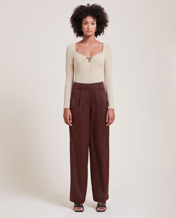 Body manches longues avec lacets écru - Pimkie