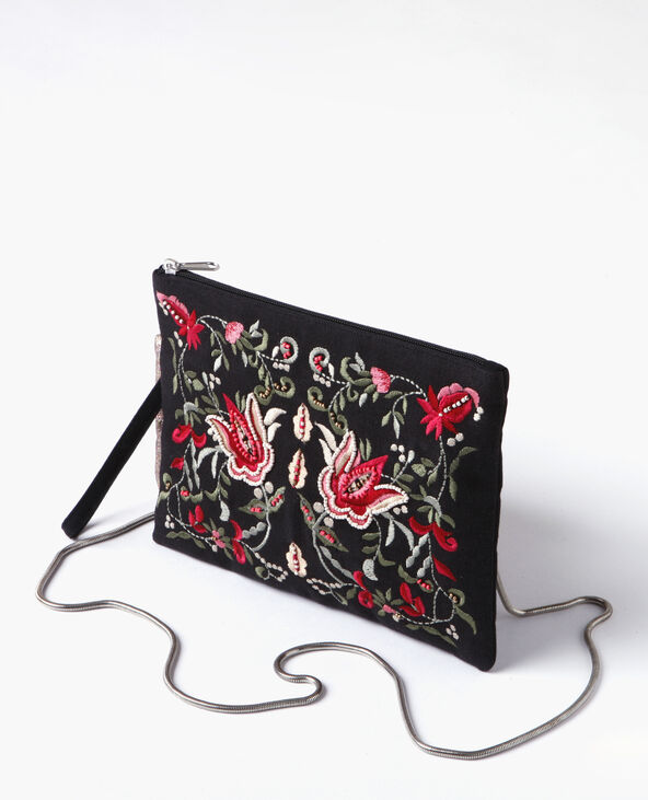 Sac pochette brodée noir - Pimkie