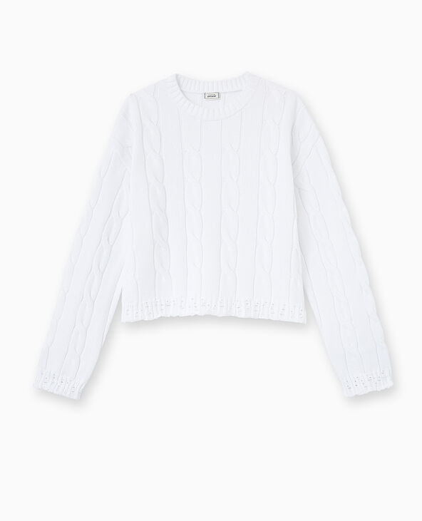 Pull en maille torsadée et déjaugée blanc - Pimkie