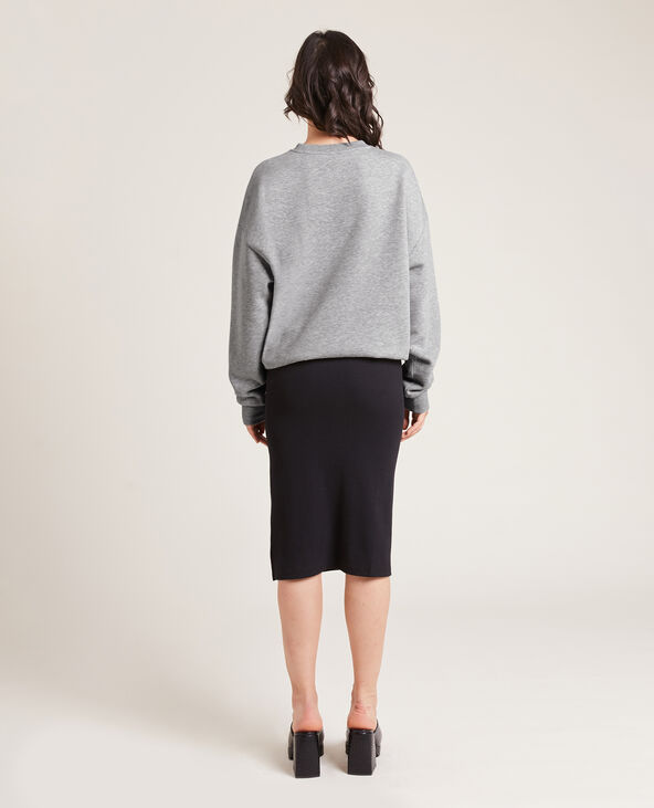 Sweat brodé gris chiné - Pimkie