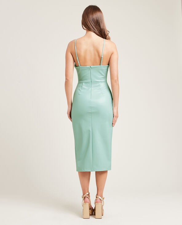 Robe midi en simili cuir vert - Pimkie