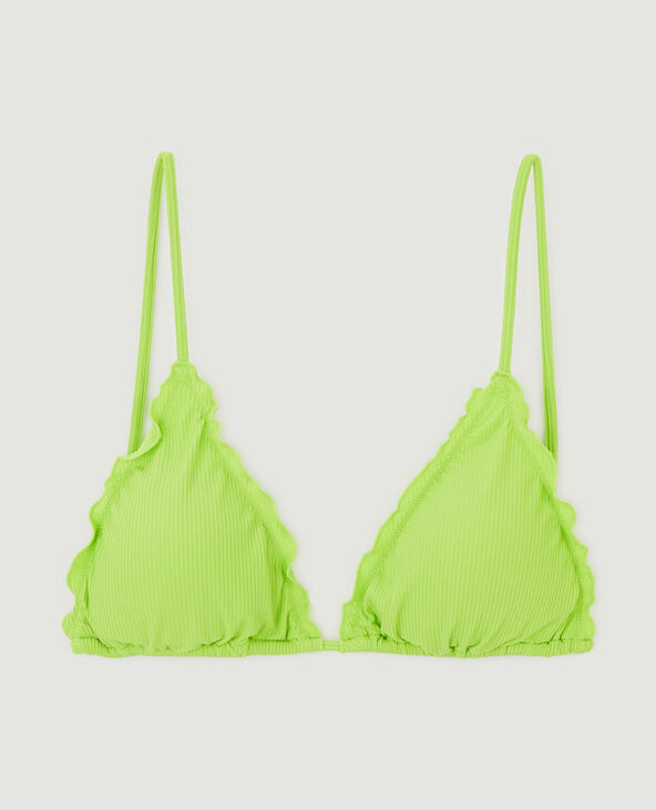Haut de maillot triangle bords ondulés vert fluo - Pimkie