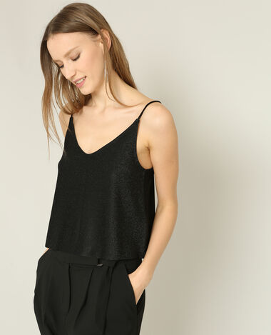 Cropped top brillant noir - Pimkie