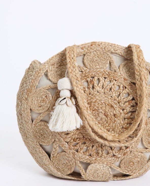 Grand sac en paille beige - Pimkie