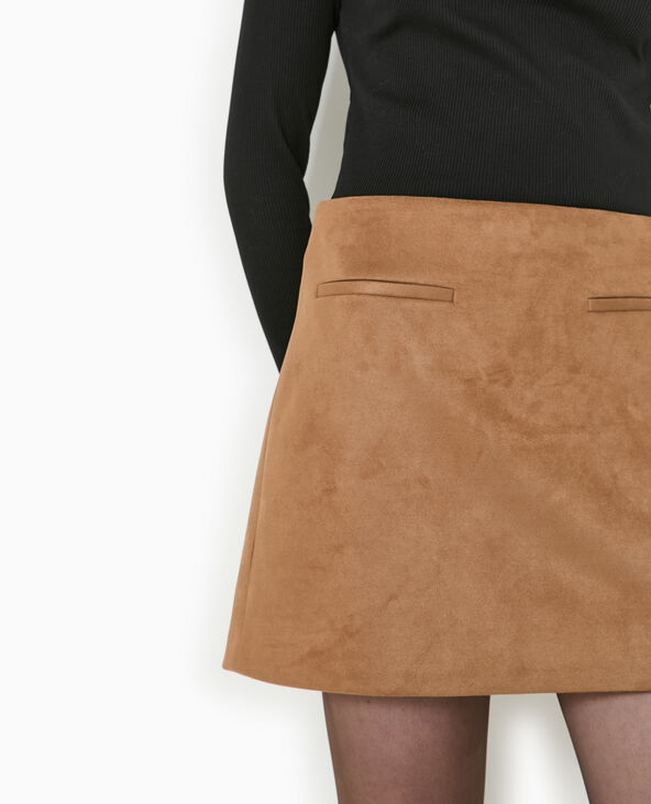 Mini-jupe en suédine beige - Pimkie