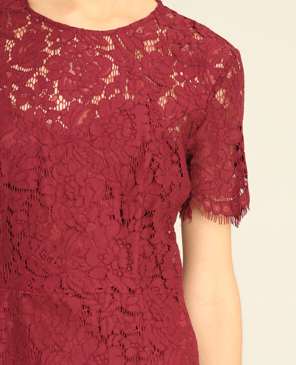 Robe en dentelle bordeaux - Pimkie