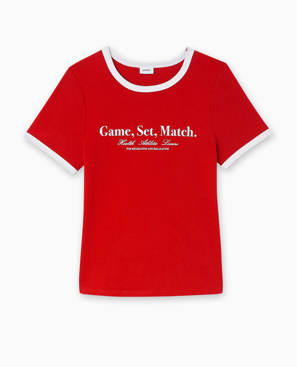 T-shirt avec print et biais contrastés rouge - Pimkie