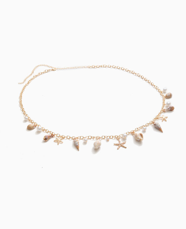 Ceinture chaîne avec perles et coquillages doré - Pimkie