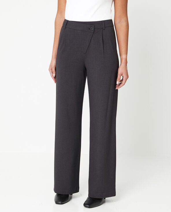 Pantalon city droit avec fermeture en biais gris foncé - Pimkie