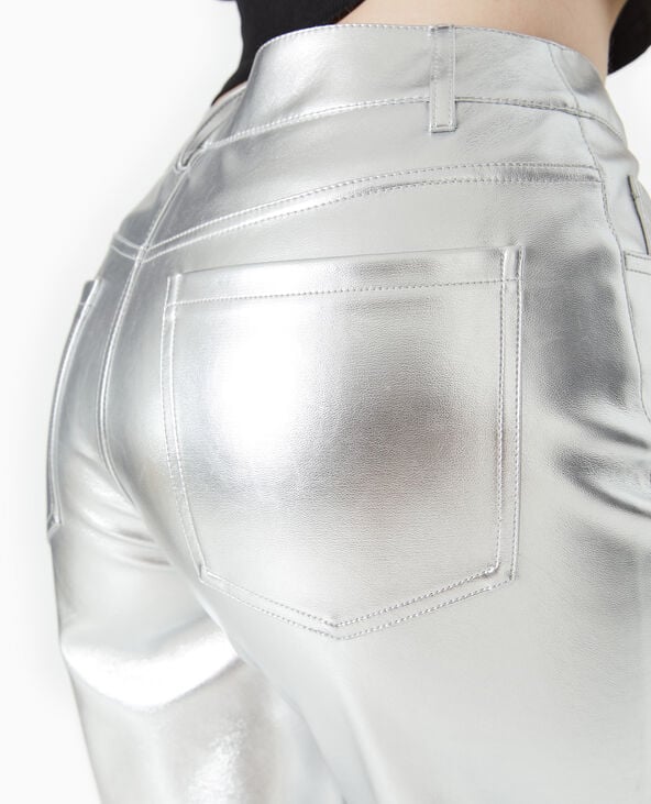 Pantalon en simili cuir argenté argenté - Pimkie