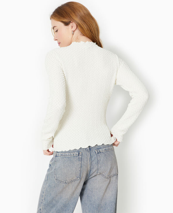 Top manches longues en maille texturée blanc - Pimkie