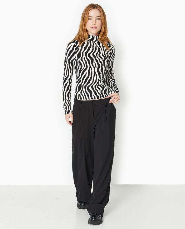 Top manches longues col montant motif léopard blanc - Pimkie