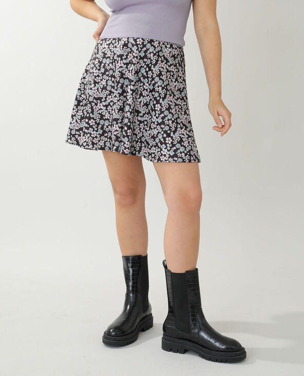 Jupe patineuse en satin a fleurs