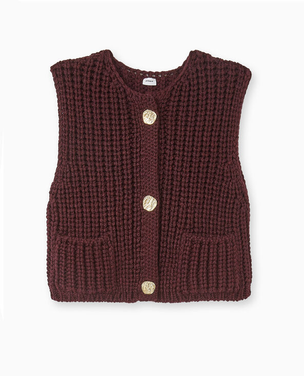 Gilet sans manches grosses mailles bordeaux - Pimkie