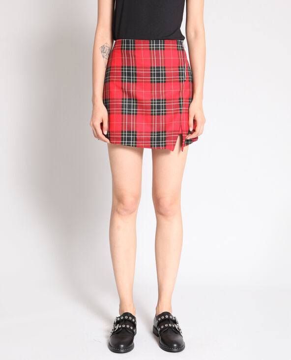 Jupe short à carreaux bordeaux - Pimkie