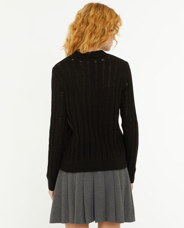 Pull en maille effet trashé noir - Pimkie
