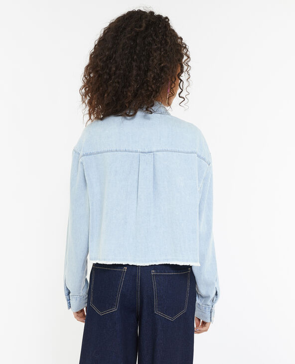 Chemise courte en jean bleu - Pimkie