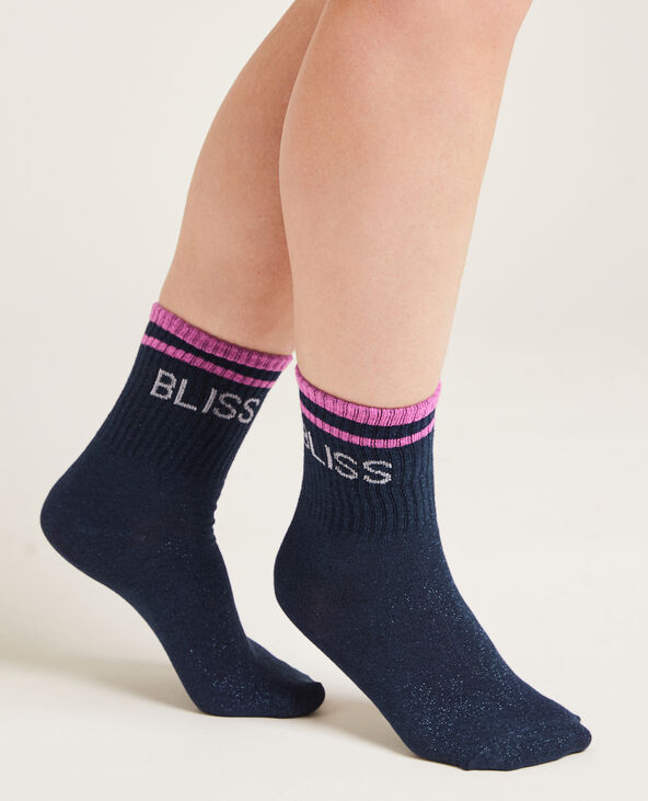 Chaussettes avec fils métallisés bleu - Pimkie