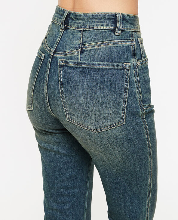 Jean flare effet dirty bleu foncé - Pimkie