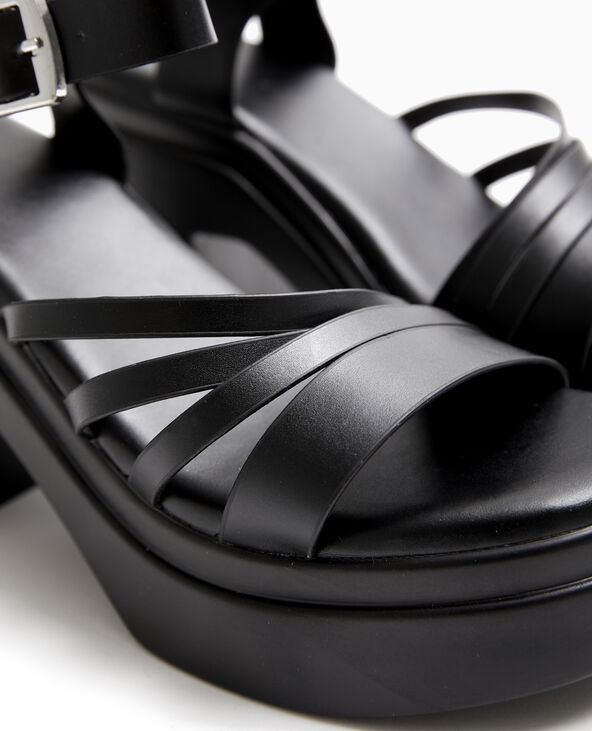 Sandales compensées avec multi-brides noir - Pimkie