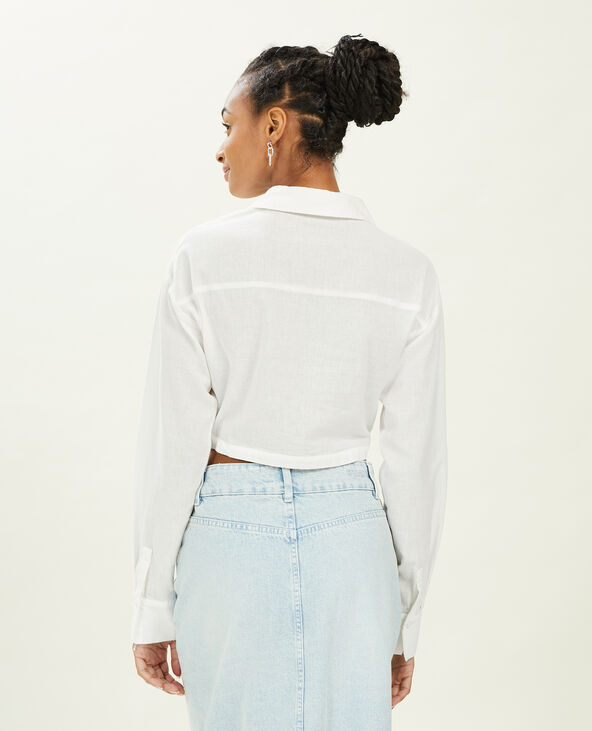 Chemise courte effet noué blanc - Pimkie