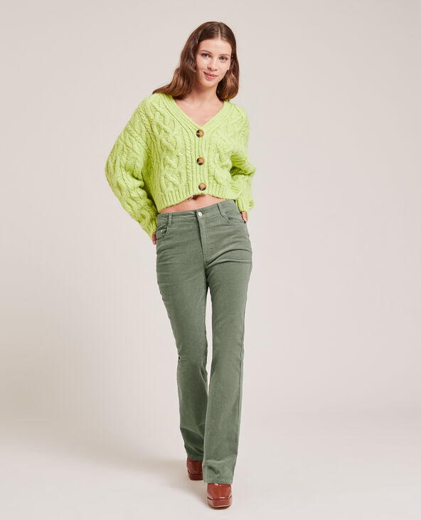 Pantalon velours femme vert clearance