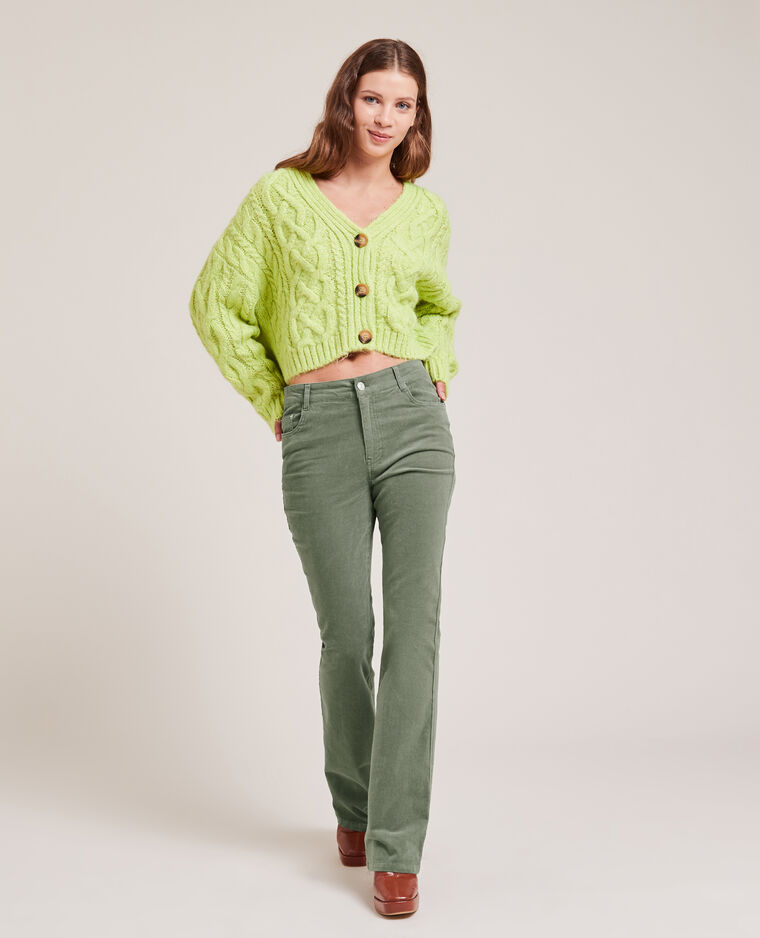Pantalon flare en velours vert kaki - Pimkie