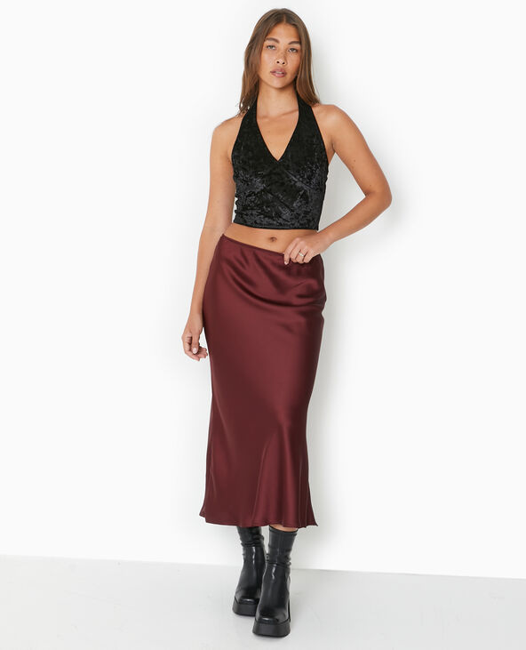 Top dos-nu en velours ras noir - Pimkie