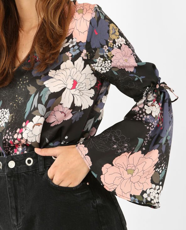 Body satiné fleuri noir - Pimkie