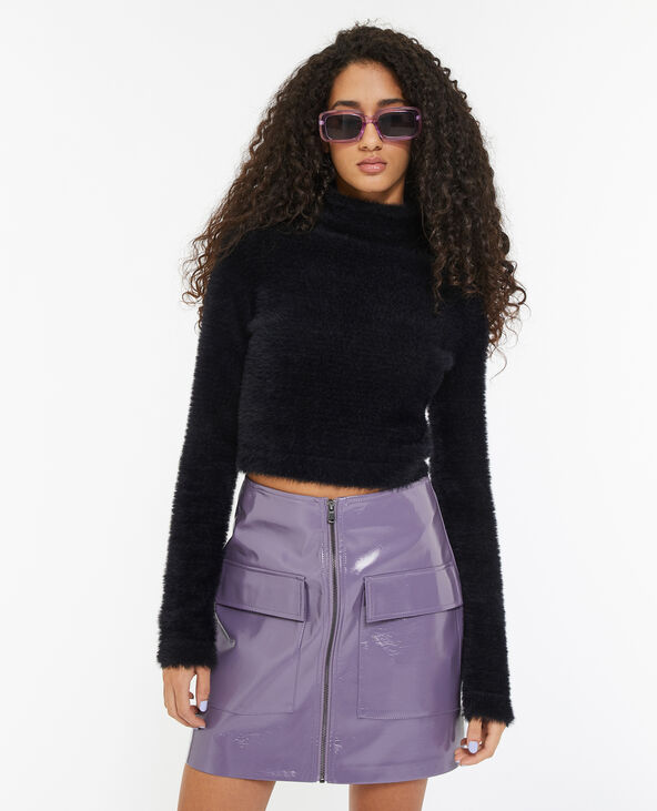 Pull cropped en maille fluffy et poilue noir - Pimkie