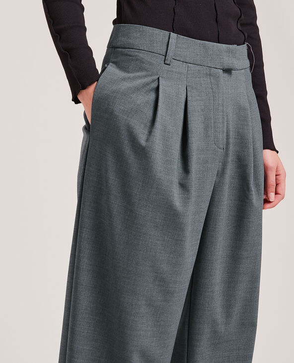 Pantalon large à pinces SMALL gris - Pimkie