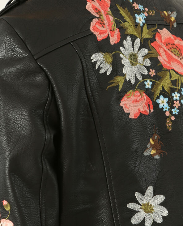 Blouson biker brodé et clouté noir - Pimkie
