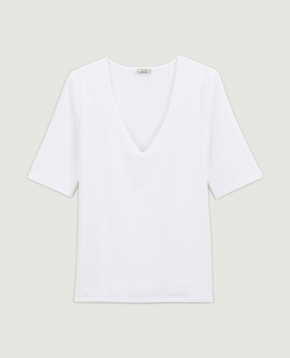 Top col V en maille blanc - Pimkie