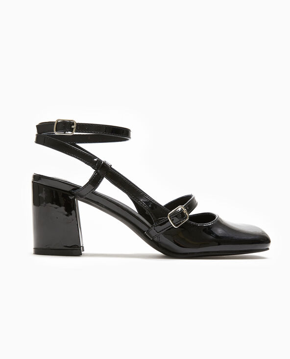 Babies vernies avec talon ouvert noir - Pimkie