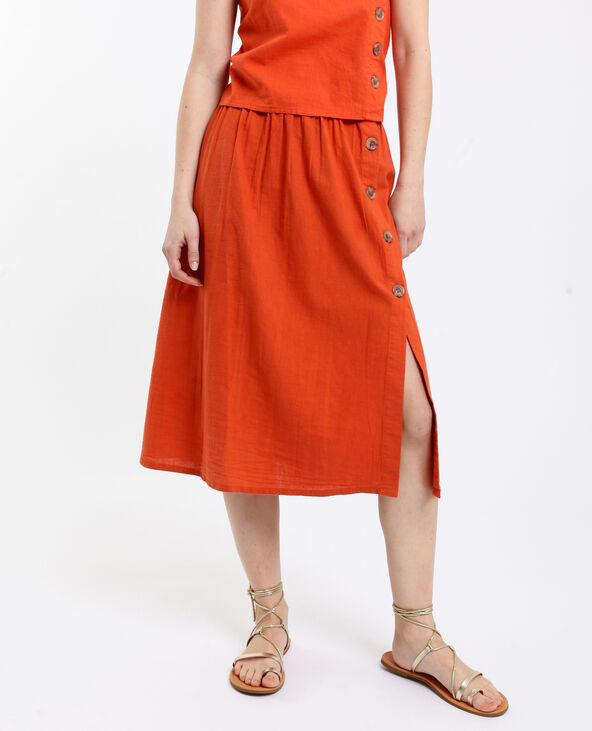 Jupe midi marron - Pimkie