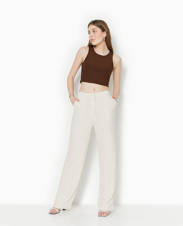 Pantalon droit avec lin blanc - Pimkie