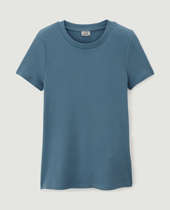 Top maille côtelée bleu - Pimkie