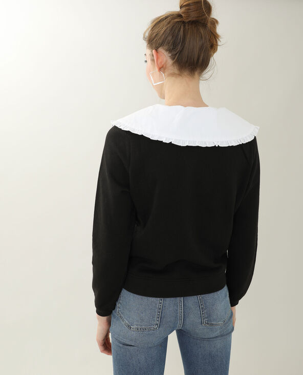 Sweat maxi col Claudine noir - Pimkie
