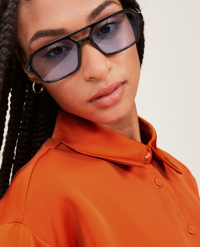 Chemise courte en tissu satiné orange - Pimkie
