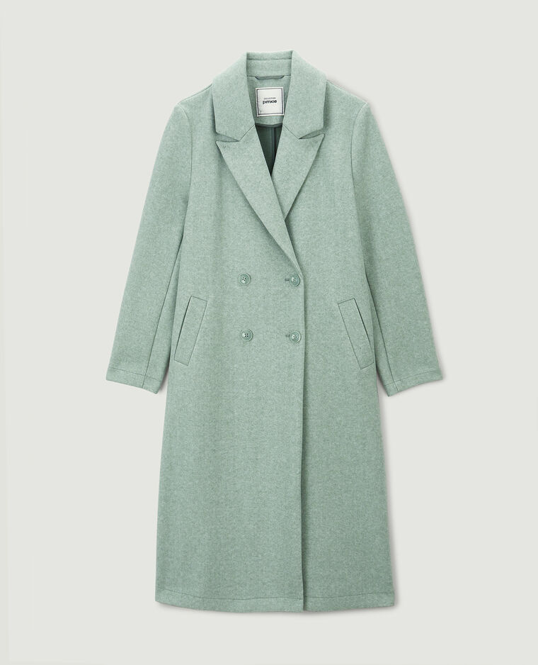 Manteau long effet drap de laine vert - Pimkie