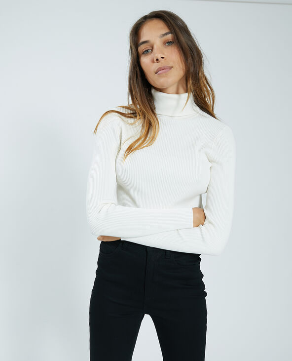 Pull fin col roulé blanc - Pimkie