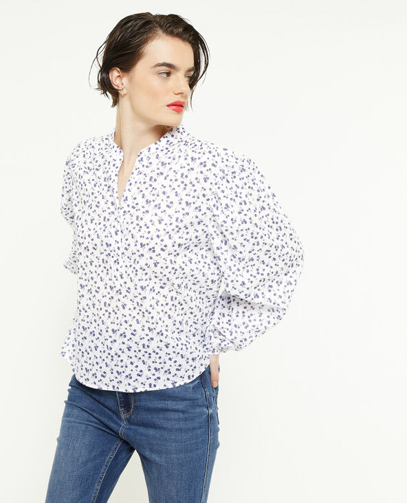 Blouse manches ballons motif fleurs blanc - Pimkie