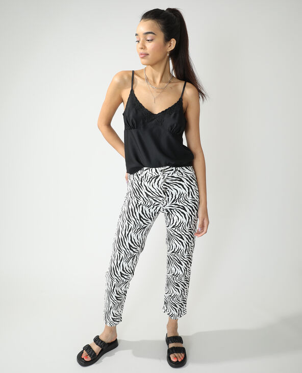 Jean straight high waist zébré noir - Pimkie