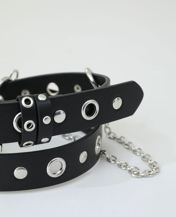 Ceinture clous et chaine noir - Pimkie