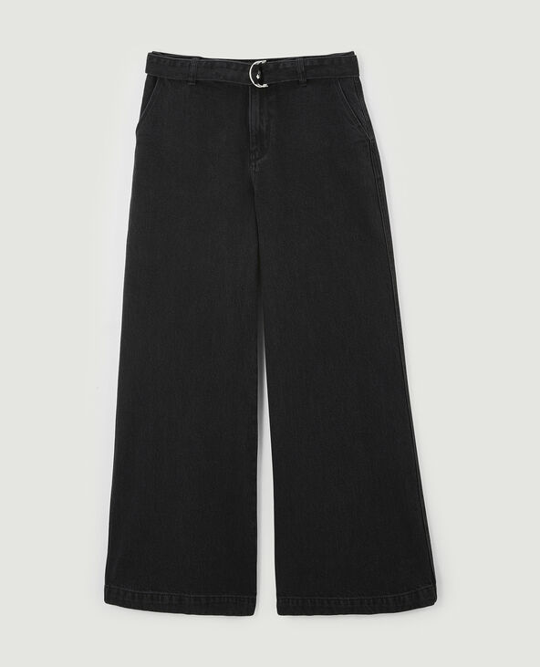 Jean wide extra large avec ceinture noir - Pimkie