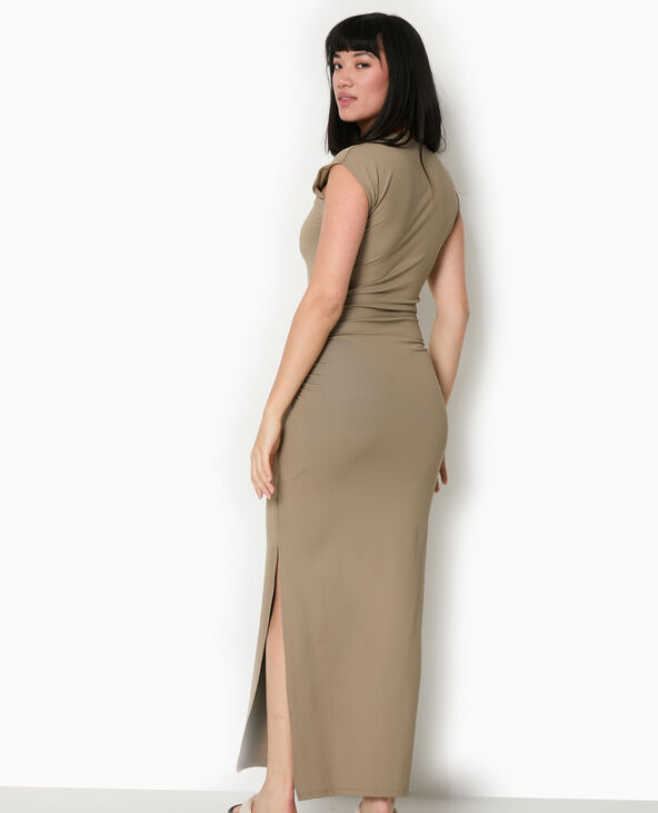 Robe longue sans manches avec fronces vert kaki - Pimkie