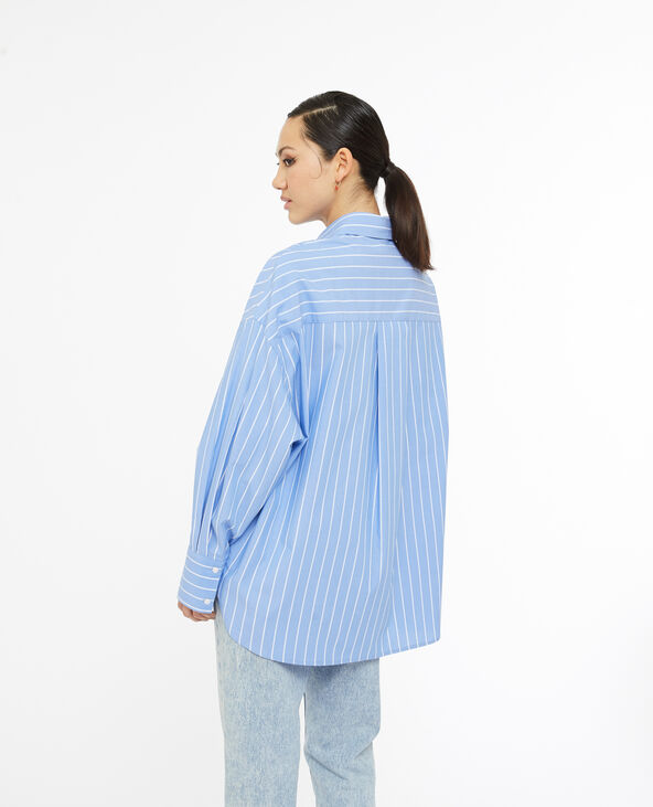 Chemise oversize rayée façon pyjama d'homme bleu - Pimkie