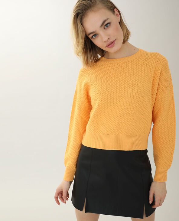 Pull maille reliefée orange - Pimkie